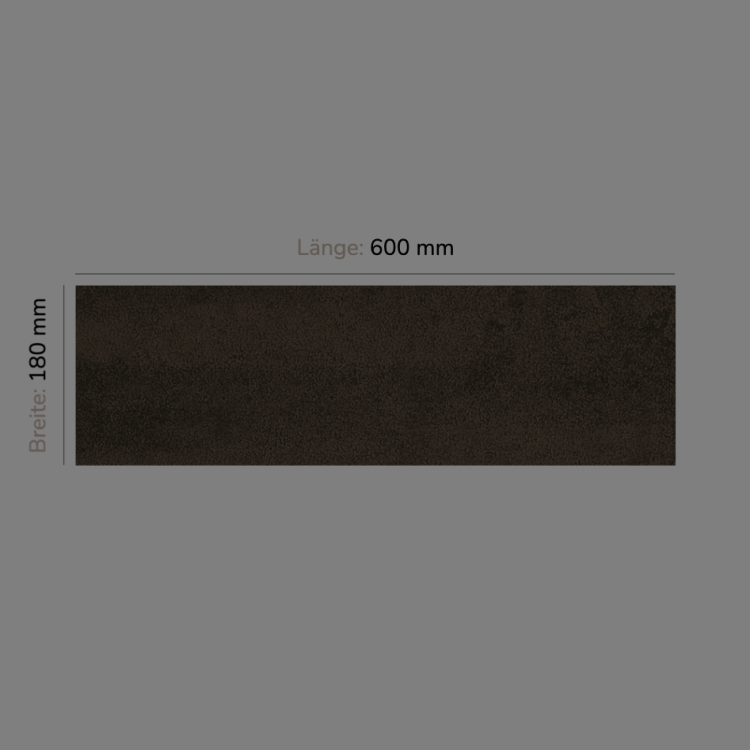 Regalboden Oxid, 600 mm x 180 mm x 19 mm, Kante Schwarz